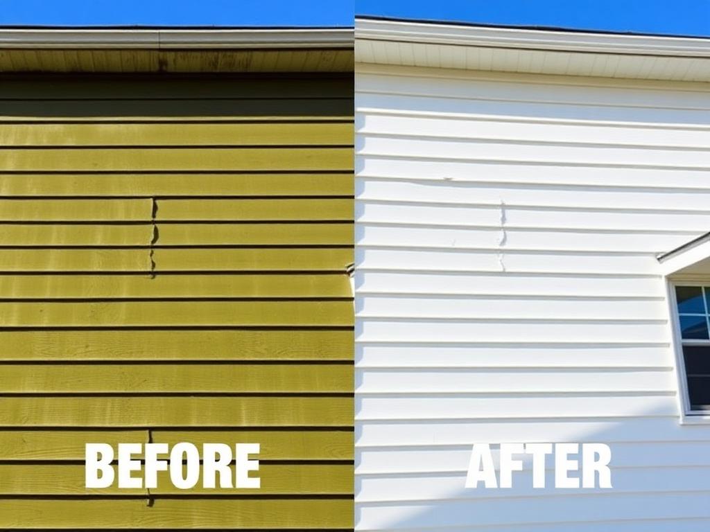 House siding before and after pressure washing