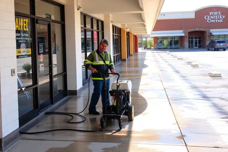 Commercial storefront pressure washing